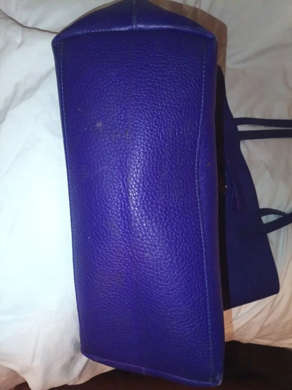 Kate Spade Pebbled Leather Bow Double Handle Large Tote Royal Purple